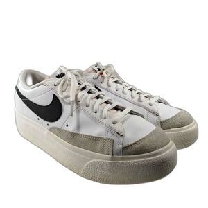 Nike Blazer Low Top White Black Leather Sneakers Men's Size 8 Retro Casual